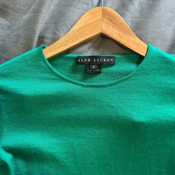 ralph lauren black label emerald green cashmere and silk long sleeve - Picture 3 of 5